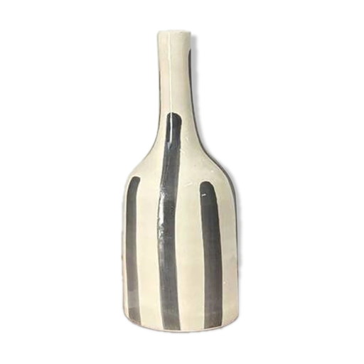Gestreifte graue Flaschen-Artisan-Vase