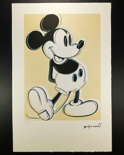 1980s Andy Warhol "Mickey Mouse" Limited Series Lithograph - Leo Castelli - New York - Numbered in Pencil.