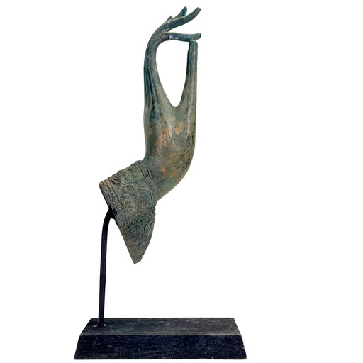 Antigua mano de Buda tailandesa de bronce – Vitarka Mudra – Siglo XIX