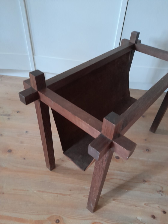 Image 1 of Portariviste danese Skjøde Skjern in teak e pelle scamosciata