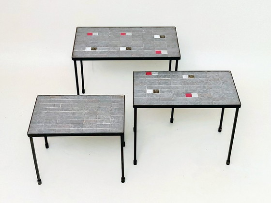 Mesas auxiliares de mosaico – Metal, Vintage (photo 15 of 19)