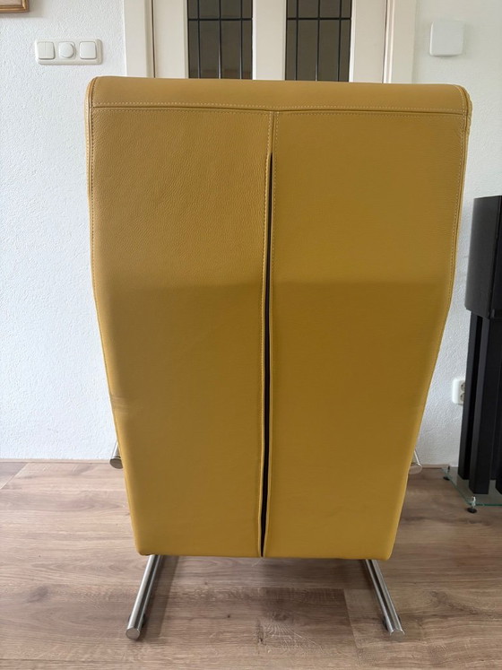 2 Sessel Focus Hoog, Leder, Rostfreier Stahl, Gelb (Foto 3 von 5)