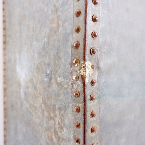 Image 1 of Old galvanized and riveted copper tank - Industrial coffee table