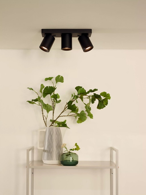 Spot de plafond Lucide NIGEL - LED Dim to Warm GU10 - 3x5W - Noir