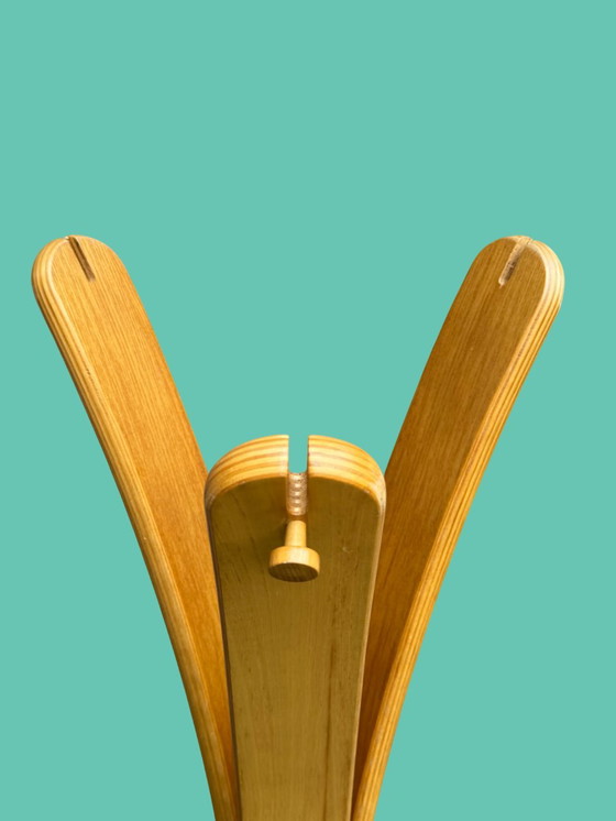 Image 1 of Italian design coat rack | 1970s | Sculptural multi-layered oak | Giancarlo Piretti style