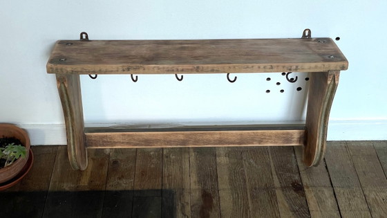 Mensola vintage con 5 ganci, in legno grezzo – Scaffali a muro, Metal (photo 8 of 33)