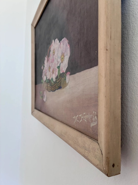 Image 1 of Vintage original flower oil painting, floral still life art