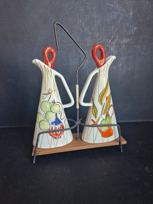 Rometti ceramic oil and vinegar set from the 1960s