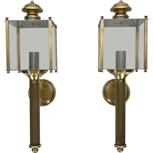 Coppia di lampade da parete vintage in ottone, 1940