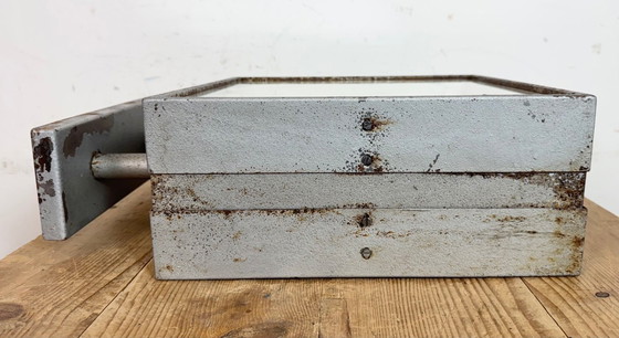 Image 1 of Industrial Square Double Sided Factory Wall Clock from Pragotron, 1970s