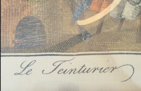 Stampa tessile vintage su lino "Le Teinturier" - incorniciata – Stampe artistiche, Glass, Textile (photo 4 of 5)