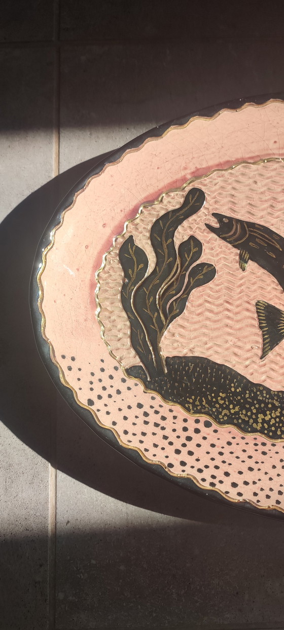 Image 1 of Grote geglazuurde aardewerken schaal, gesigneerd door Tony Jaillet, jaren 1950-1960.