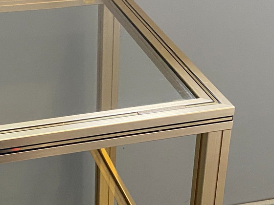 Image 1 of Meuble rangement télé hifi vidéo métal doré verre Pierre Vandel Paris 1970 vintage