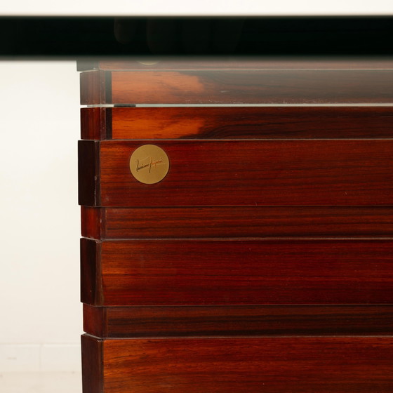 Table "Diamante" en padouk africain de style brutaliste par Luciano Frigerio avec plateau en verre, 1970 (photo 18 of 26)