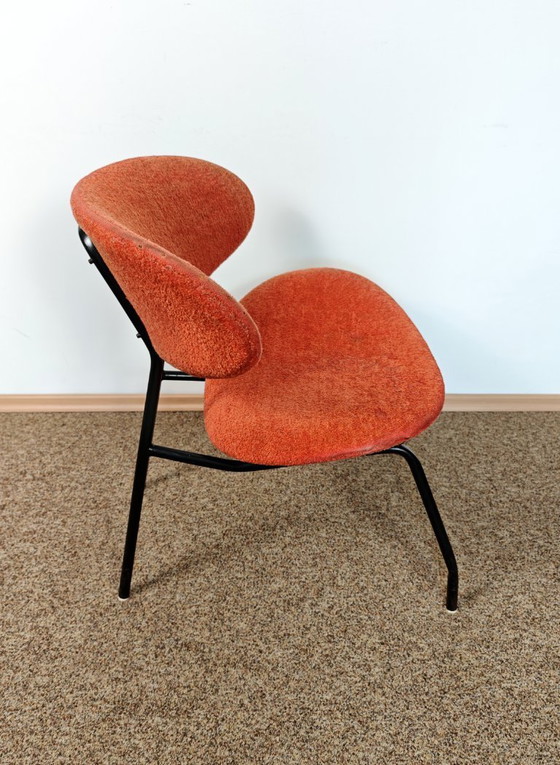 Image 1 of Gastone Rinaldi Chair / Mid Century Modern Italian Design Lounge chair / 1960s Wire Easy Chair / Orange Boucle Retro Furniture