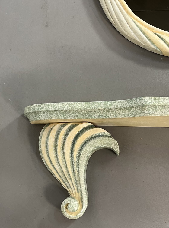 Image 1 of Italian Vintage Epoxy Large Mirror With Console