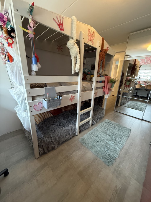 Letto a mezza altezza bianco lavato