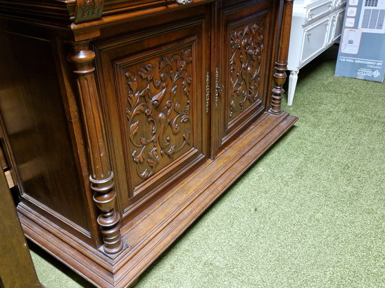 Image 1 of Antique Renaissance Sideboard Cabinet – Solid Wood – Hand-Carved