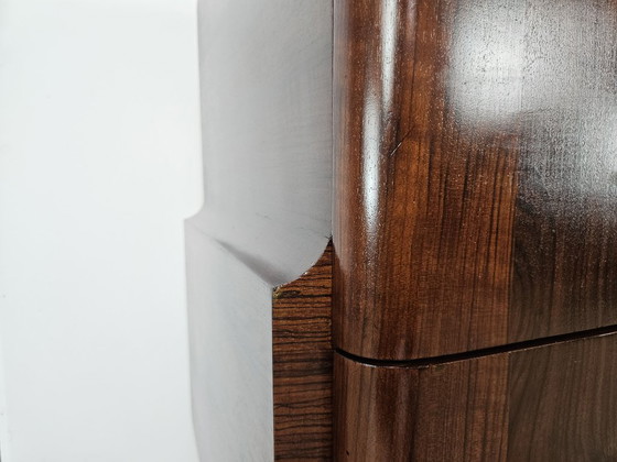 Image 1 of Art Deco commode in mahonie en roze esdoorn met spiegelblad.