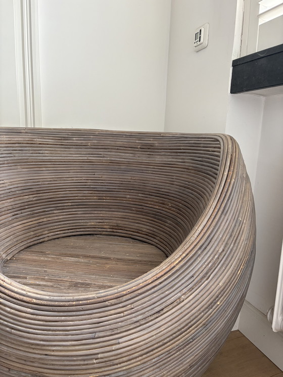 Image 1 of Vintage rotan eistoel / podstoel – stijl van de jaren 60/70