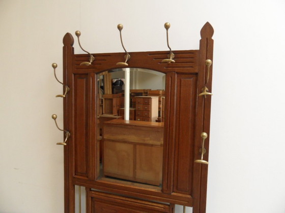 Image 1 of Antique standing coat rack with mirror