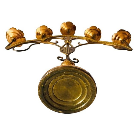 Image 1 of candélabre vintage en laiton à cinq branches, années 1970