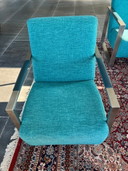 Montel Sofa Set With Chair - Leather and Fabric - Color Petrol
