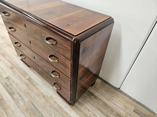 Art Decò chest of drawers in mahogany feather
