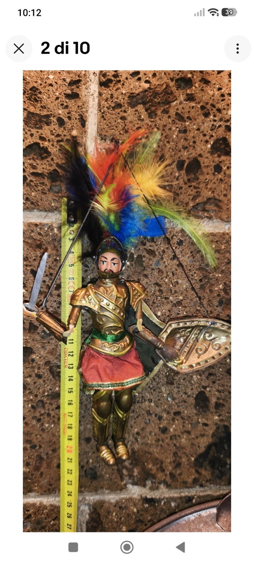 Pequeño títere siciliano vintage de 18 cm, de colección. – decoratieve objecten, Metal, Textile (photo 2 of 10)