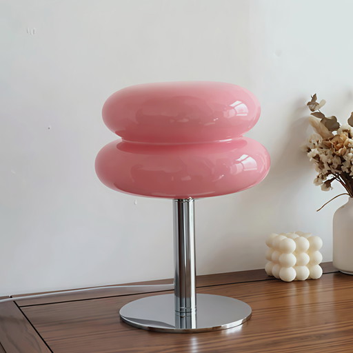 Retro Pink Bauhaus Lollipop Ripple Led glass table lamp