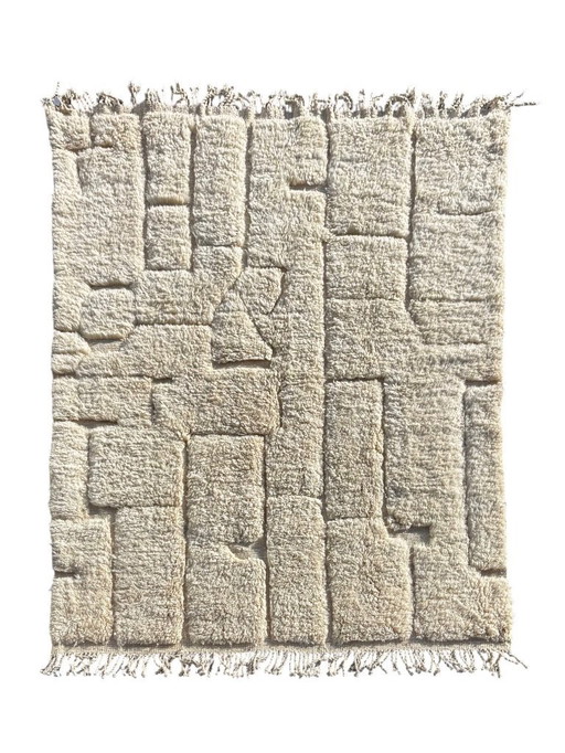 Moroccan White Berber Rug 220x300 cm - Authentic Handwoven Wool Carpet