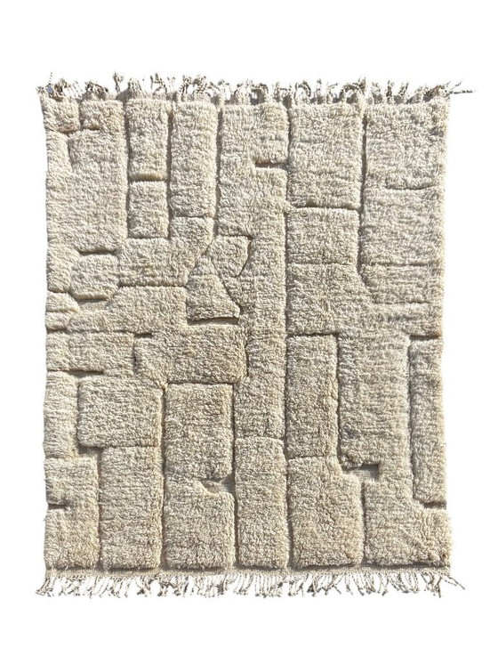 Image 1 of Tapis berbère blanc marocain 220x300 cm - Authentique tapis en laine tissé à la main