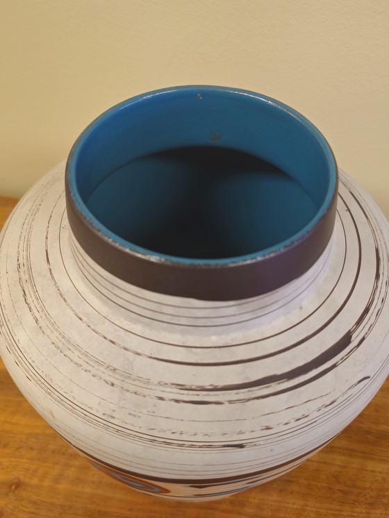 Image 1 of Vintage West Germany Vase Vase Blue Red