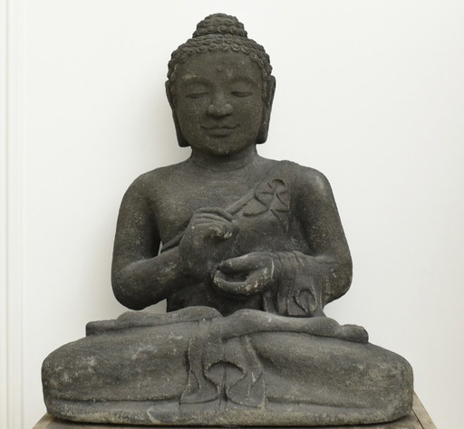Buddha figure sitting statue meditation large Asia Bali garden stone solid | 60cm