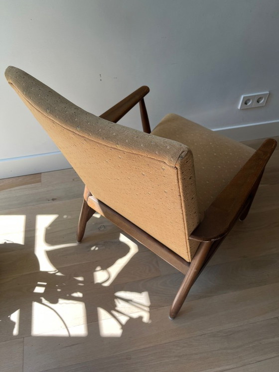 Image 1 of Set van 2 Vintage Pastoe Fauteuils - Gele Stof & Hout