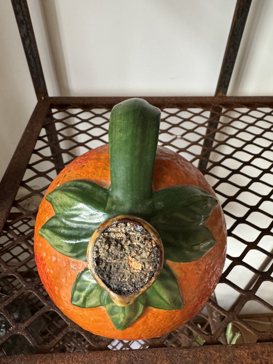 Image 1 of Vintage Pottery Orange Shaped Jug