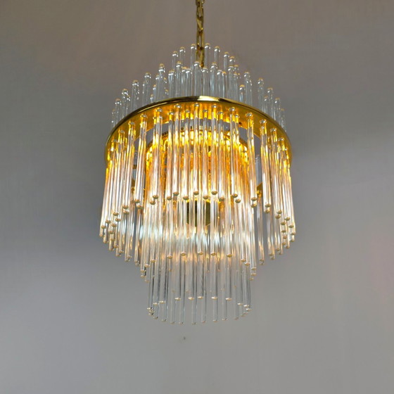 Image 1 of Lámpara de araña Palwa Sciolari con tubos de cristal, años 70, mediados de siglo.
