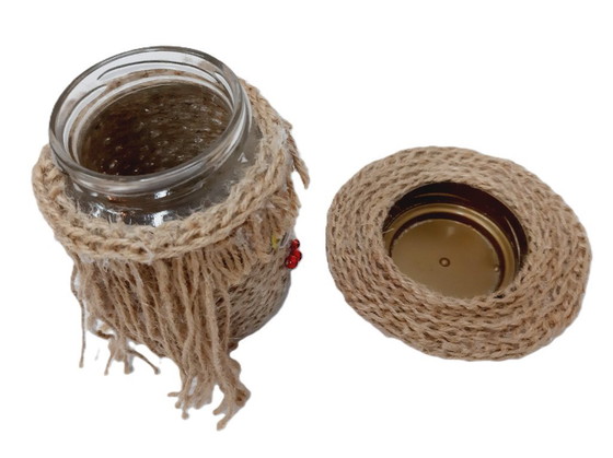 Image 1 of Barattolo vintage avvolto con spago - bambola con coperchio - un cappello