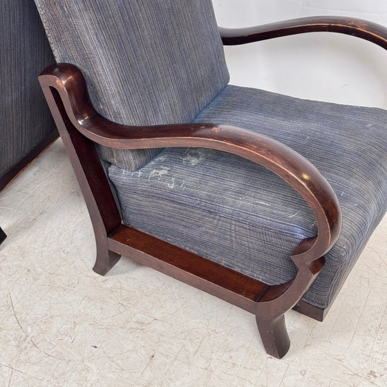 Image 1 of Debreceni Art-Deco-Sessel mit gebogenen Armlehnen, 1940er Jahre – Ungarisches Design