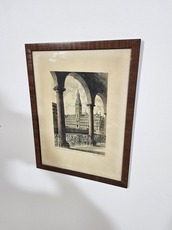 Albrecht Bruck, Stadhuis in Hamburg, Ets – Giclée Prints, Wood, Realisme (photo 2 of 14)