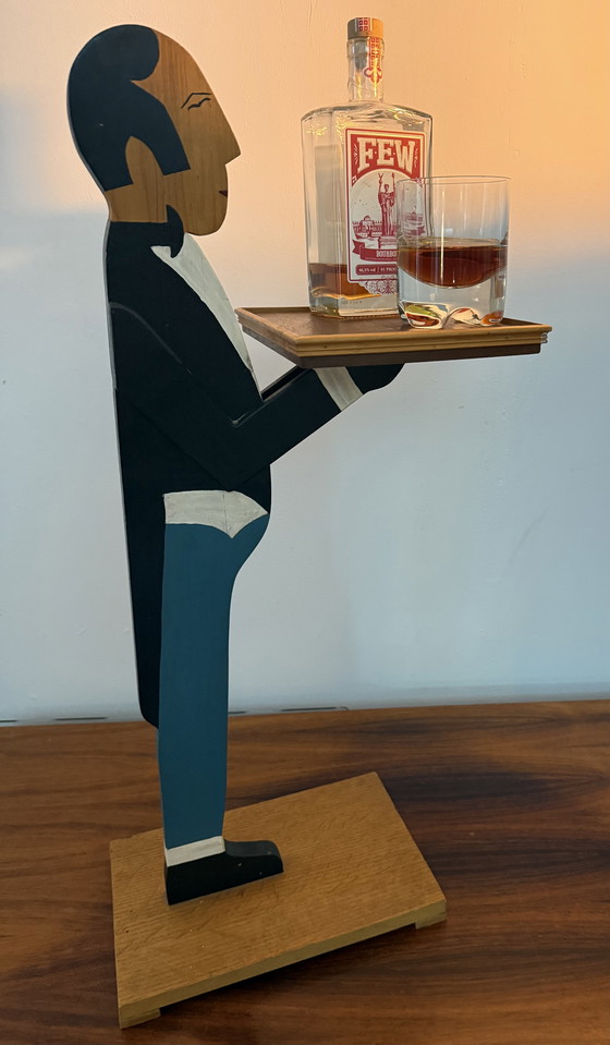 Image 1 of Sculpturaal houten designobject met blad – ca. 76 cm hoog