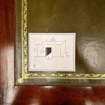 Klassischer englischer Partnerschreibtisch grünes Leder, Holz, Chesterfield (Foto 19 von 20)