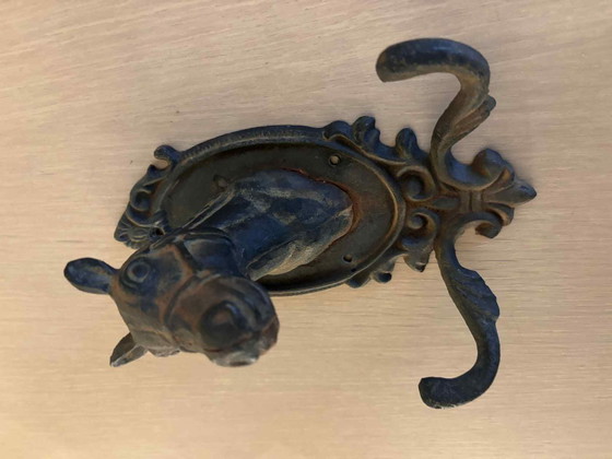 Image 1 of Appendiabiti vintage a forma di testa di cavallo - Decorazione murale rustica equestre