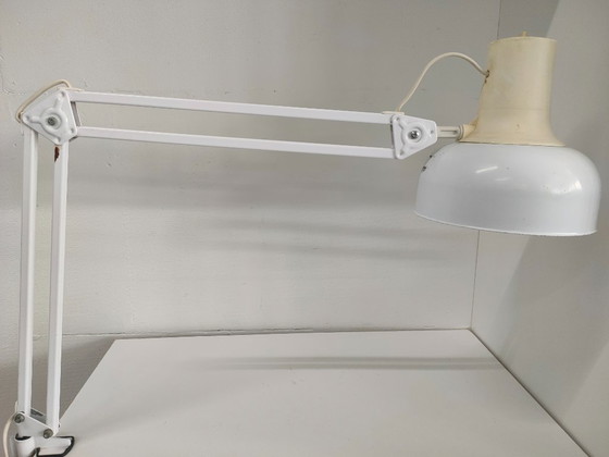 Image 1 of Scissor lamp Desk lamp Lival P12 white Finland 1970s