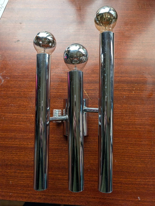 Lampada da parete cromata Sputnik con 3 bracci