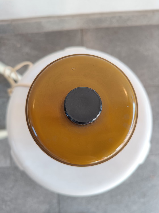 Image 1 of Pair of Vintage Italian Table Lamps, Mustard Yellow Selene Style ABM, Space Age Design, 1970s