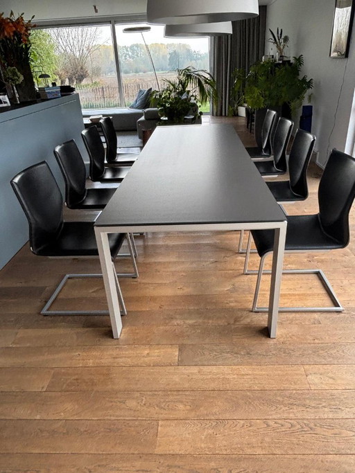 Sillas de comedor Willisau, cuero negro
