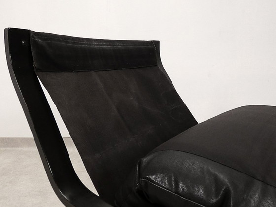 Image 1 of  high-back lounge chair in black leather