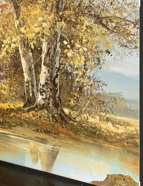 Paesaggio autunnale - anni '50/'60 - firmato – Dipinti e disegni, Tela, Legno (photo 6 of 10)