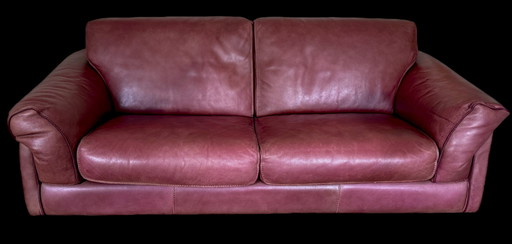 3-seater sofa ROCHE BOBOIS model ST ANDREW in cherry leather